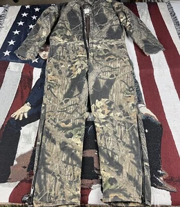 VTG 90s Mossy Oak Leaf Camo Cargo Overalls Mens M Medium Regular Hunting USA - Picture 1 of 9