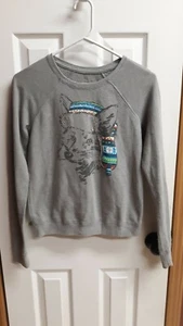 Hollister Fun GRAY Bedazzled Fox Graphic Crewneck Pullover Sweatshirt XS - Picture 1 of 3