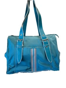 Kenneth Cole Reaction Teal & Stripped Handbag / Shoulder Bag Purse - Picture 1 of 10