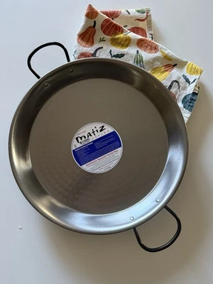 Padella Paella Spagnola Professionale 13" Acciaio Inox Autentica Matiz Espana Nuova - Immagine 1 di 3