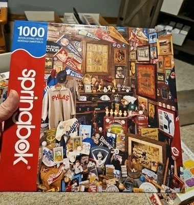 SPRINGBOK PUZZLE BASEBALL COLLECTORS CLOSET 1000 PCS 24" x 30" USED VERY GOOD - Image 1 of 4