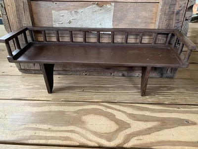 Vintage Wooden Decorative Wall Shelf Farmhouse Country Brown - Image 1 of 4