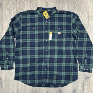 Carhartt Heavyweight Flannel Plaid Langarm Hemd Größe XL Herren grün blau - Bild 1 von 12