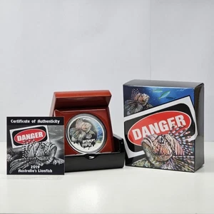 Tuvalu 2019 Deadly Dangerous $1 Australian LIONFISH 1oz Silver Proof Coloured... - Picture 1 of 1