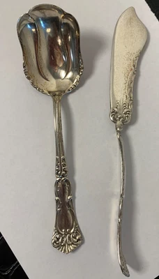 Antiguo juego de cuchillos de mantequilla y cuchara de azúcar Rogers Bros plateados 1881 Foto 1 de 4