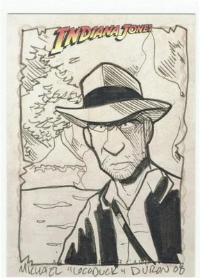 Indiana Jones Heritage Topps 2008 Sketch Card 1/1 Artist Michael Duron Locoduck - Image 1 of 4
