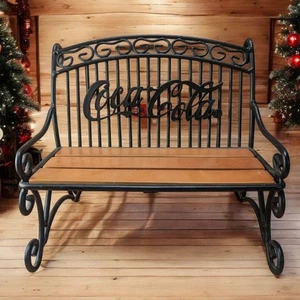 Coca-Cola 1999 Retro Sammlerstück Holz/Eisen Bank Dekoration �� - Bild 1 von 12