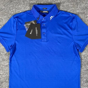Camisa Polo J Lindeberg KV Calce Regular Hombres Azul Medio Rendimiento Golf GMJT10009 - Imagen 1 de 16