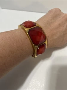 Joan Rivers Armband Clamper Three Blood Orange Acryl in Goldton (S219) - Bild 1 von 7