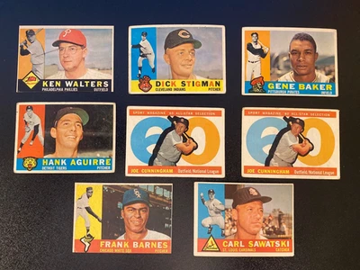 Lote 8 números altos de béisbol Topps 1960 Foto 1 de 4