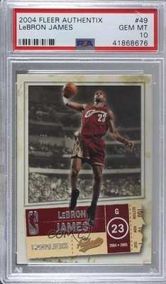 2004-05 Fleer Authentix LeBron James #49 PSA 10 GEM MT - Image 1 of 2