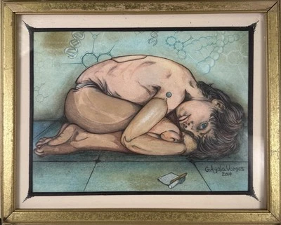 "Dibujo a lápiz de colores niño 14x11"" dibujo artístico original de G. Ayala Vargas 2014" Foto 1 de 3