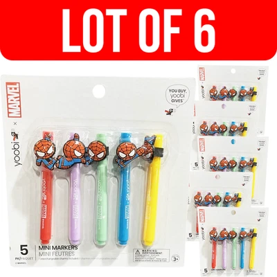 Lote de 6 Mini Marcadores Yoobi MARVEL Multicolor Intercambiables Spider-Man Dijes Foto 1 de 4