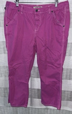 Y2K Ralph Lauren Straight Leg Mid-Rise Cargo Carpenter Pants Womens 14 Pink Crop - Image 1 of 4