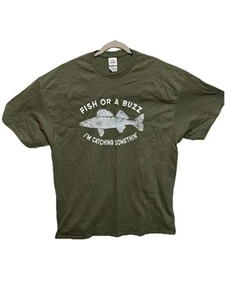 Mens Funny T Shirts Fish Or Buzz I Always Catch Something Size XXL - Picture 1 of 4