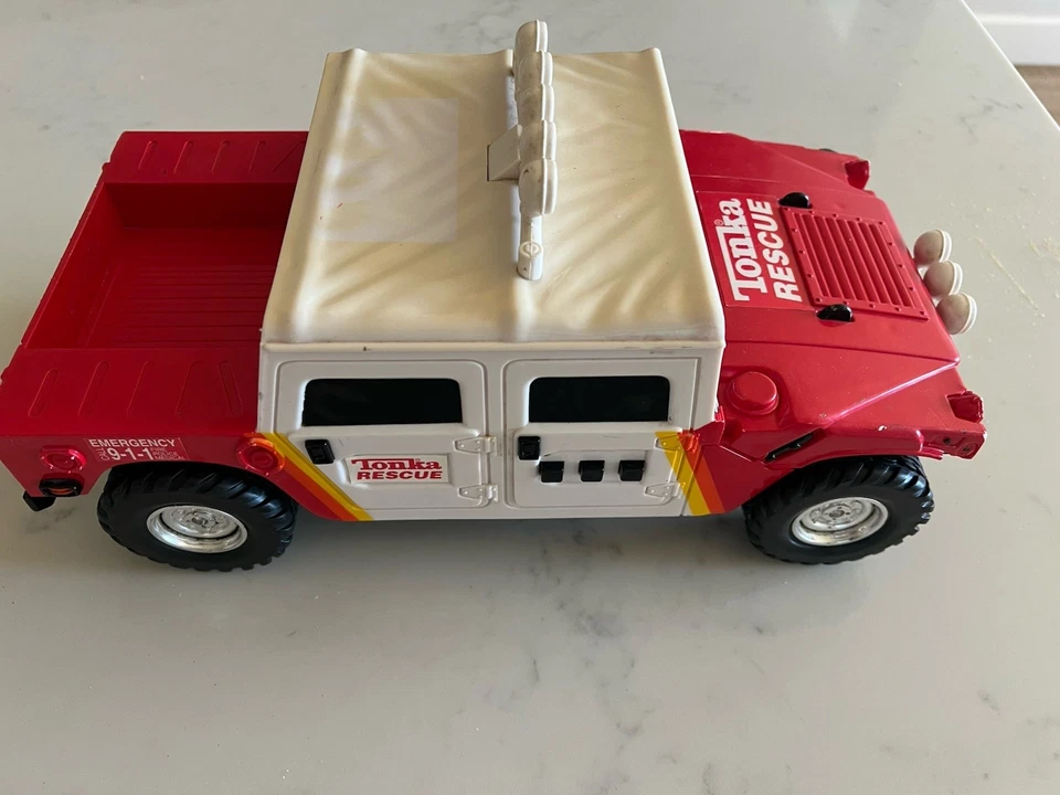 Vintage 2000 Tonka Hummer Fire Rescue Toy Truck Lights Sounds Talks Hasbro 13" - Image 1 of 4