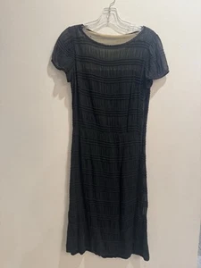 Cute Sheer 1960s Black Ruched Wiggle Dress MIDI Length - Picture 1 of 4