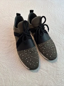 Carvela Janeiro Crystal Embellished Olive Green Black Knit Trainers Shoes sz 41 - Picture 1 of 8