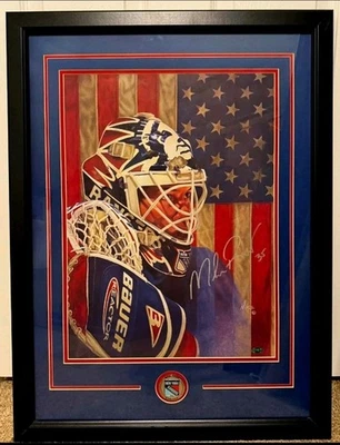 Mike Richter Signed USA Lithograph 22x29 Framed Rangers Steiner COA Autograph - Image 1 of 4