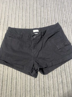 Pantalones cortos para mujer Wet Seal tiro medio bajo Y2K negros mini pantalones cortos de punto denim Foto 1 de 4