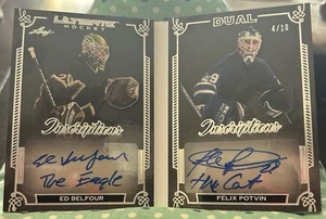 ED BELFOUR FELIX POTVIN 2023 Leaf Ultimate Hockey Dual Inscription Bookcard 4/10 - Picture 1 of 4