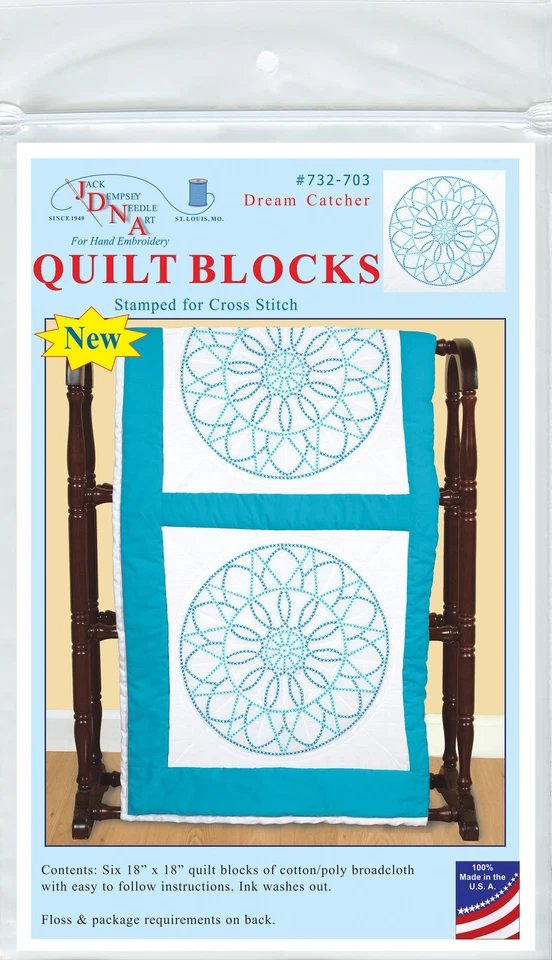 Jack Dempsey Stamped White Quilt Blocks 18"X18" 6/Pkg-XX Dream Catcher - Image 1 of 1