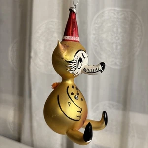 Vintage De Carlini Italy Blown & Hand-Painted Glass Wolf/Fox/Dog Ornament - Picture 1 of 16