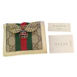 Gucci Bee Cream Queen Margaret GG Leather Folding Wallet - Bild 1 von 10