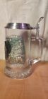 Collectible IRELAND Solid Glass Beer Stein Mug with metal hinged Pewter Lid