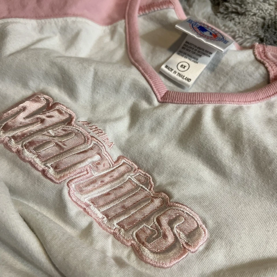 Camisa MLB Florida Marlins Niña Blanca Y Rosa Juvenil 6X Foto 1 de 4