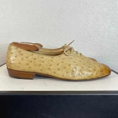 Zapatos de vestir MORESCHI Of Italy piel de avestruz genuina de latón tostado Oxford para hombre 7,5 Foto 1 de 4