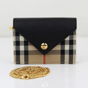 Burberry Jade Mini Vintage Check Card Case w/Gold Chain - Picture 1 of 12
