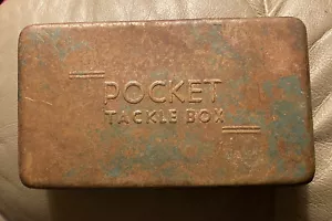 Vintage Pocket Tackle Box Fly Fishing Empty Green Metal 1940's - Picture 1 of 8