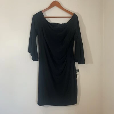 Vestido recto jersey para mujer Lauren Ralph Lauren 14 negro LBD manga acampanada bruja Foto 1 de 4