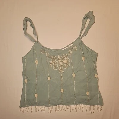 Papillon Beaded Spaghetti Strap Tank Top Size Small/Chico Los Angeles Vancouver - Image 1 of 4