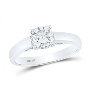 14kt White Gold Round Diamond Solitaire Bridal Wedding Engagement Ring 1 Cttw - Picture 1 of 1