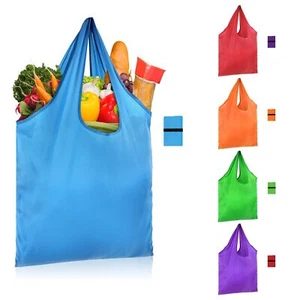 5pc Reusable Grocery Bags Extra Large Shopping Bags Colorful Heavy Duty Tote Bag - Picture 1 of 6