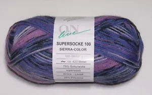 100 gram ball of ON LINE SUPERSOCKE SIERRA COLOR sock yarn color #1185 - Picture 1 of 1