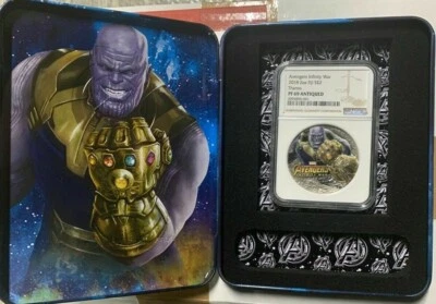 2018 MARVEL AVENGERS: INFINITY WAR - THANOS 2 OZ. SILVER COIN NGC PF69 ANTIQUED - Image 1 of 3