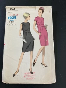Vintage VOGUE 1967 Sewing Pattern One-Piece Dress #7164 Sz 14 CUT RETRO - Picture 1 of 6