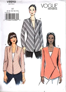 Vogue V8910 Misses Lined Asymmetrical Jacket Sewing Pattern New Size 6 to 14 - Picture 1 of 2