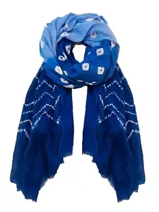 NEW Rajasthani Traditional Shibori Bandhani Bhandej Tie-Dye Blue Cotton Dupatta - Bild 1 von 2