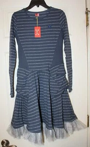 NWT Boutique No Added Sugar Stunning Blue Silver Jersey Knit Dress 11 12 Yrs - Picture 1 of 1
