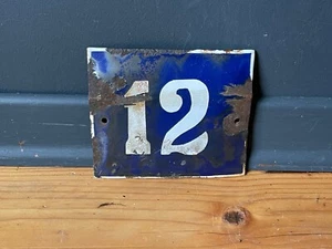 Number 12 Vintage Enamel House Numbers Made in Europe Room Hotel FREE POSTAGE - Picture 1 of 2