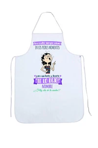 DELANTAL COCINA "UNA MADRE SIEMPRE ESTA..." NOMBRE PERSONALIZABLE COLOR BLANCO - Picture 1 of 1