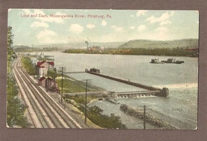 VINTAGE POSTCARD UNUSED LOCK & DAM MONONGAHELA RIVER PITTSBURG PENNSYLVANIA - Picture 1 of 1