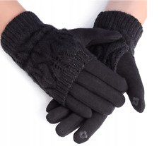 Woman Gloves Winter Warm Lining Universal Size 2in1 Black Soft Touch Screen