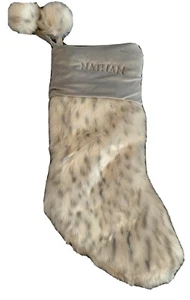 Pottery Barn Teen Kunstfell Leopard Monogramm NATHAN Weihnachtsstrumpf Bommel Quaste - Bild 1 von 9