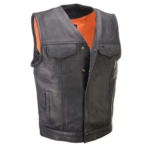 Gilet motociclista Milwaukee Leather MLM3503 da uomo nero in pelle di capra premium - Foto 1 di 10