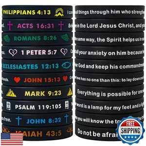 CYCLUSIVE 20 Pezzi Braccialetti Religiosi in Silicone Bulk Bibbia Braccialetti in Gomma - Foto 1 di 5
